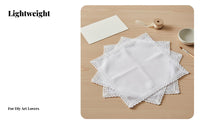 Cotton Hanky Soft White Lace Handkerchief Lightweight for Parties, Brides, Women