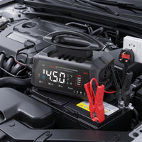 Battery Charger with Clamps 6V 12V 24V Smart Battery Charger Crocodile Clips with Insulation Cover Digital for Car Owners