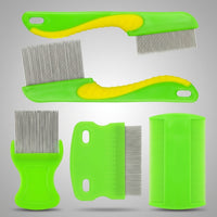 Nit Comb for Dog Grooming and Cat Comb Set, 7 Piece Stainless Steel Metal Round Lice Combs, Versatile Detangling Tool for Large Pets, Steel