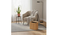 Large Capacity Wood Grain Trash Can Thickened Material Rectangular Accessible Top Wastebasket Space-Saving Slim Faux Wood Garbage Bin Internal Bag Holder for Bedroom