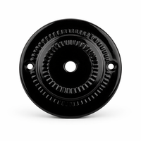 Ceiling Rose for Elegant Ceiling Lighting and DIY Pendant Projects, Ribbed Black Ceramic Lamp, Large Ceiling Rose Light Fitting, 125mm Diameter