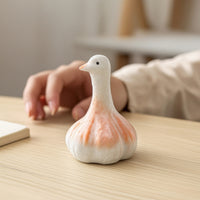 Crackle-Glaze Bird Tea Pet Cute Ceramic Bird Figurine Chubby Tabletop Decoration Miniature for Collectors, Desk, Display Shelf
