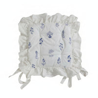 Ruffled Chair Cushion Square Chair Pad with Ties Padded Easy-to-Tie for Dining Chairs