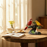 Tabletop Bird Figurine Painted Bird Ornament Sculpted Figurine with Base Natural for Collectors