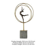 Gymnast Figurine with Pedestal Abstract Gymnast Sculpture Geometric Ornament for Art Lovers