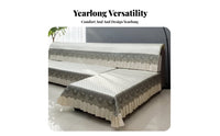 Non-Slip Quilted Seat Cover Year-Round Use Quilted Sofa Mat with Lace Skirt European Design Couch Protector Thickened for Homeowners, Parents, Living Room, Bedroom, Window Bench, Play Area