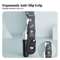 EN 341 Rope Descender Side Brake Handle Hand Descender Aluminum Alloy Rope Clamp Compact for Climbers, Rescue Workers, Caving, Elevated Work, Hoisting