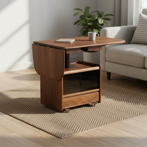 1 Piece Lift Surface Table Solid Wood Folding Dining Table Cart Foldable Convertible Multi-functional Ergonomic Adjustable Height Remote Workstation Suitable for Homeowners Small Areas Living Room