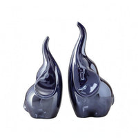 2 Pieces Glazed Elephant Pair Figurines Polished Ceramic Elephant Figurine Reflective Home Decor Matching