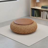 Woven Straw Mat Floor Pillow Artisanal Woven Straw Woven Straw Mat Pillow Straw Meditation Pillow No Assembly Required Round