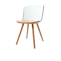 Nordic aesthetic Wood Frame Clear Chair Transparent Design Dining Seat With Armrests Household Furniture Designer Inspired for Interior Designers, Restaurant Owners, Kitchen, Living Room, Home Office, Special Events
