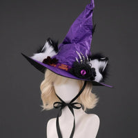 Flower Accent Feline Ear Witch Hat Cosplay Arachnid Charm Witch Hat Sturdy Costume Accessory Soft for Performance
