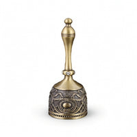 Metal Hand Bell with Handle Ornate Embossed Metal Bell Handheld Decorative for Tea Service, Meditation