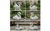 Swan Planter Resin Swan Sculpture with Planter Decorative Flower Pot for Homeowners