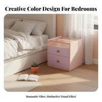 Glass Surface Wavy Front Cabinet Dopamine Decor Nightstand Modern & design End Table Multi-Functional for Young Adults, Apartment Dwellers, homeowners, Bedroom, Living Room, Small areas, Home Office
