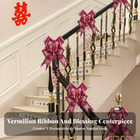 10 Pieces Double Happiness Character Chinese Wedding ribbon decoration Festive Red Color Ribbon Decoration Easy to Assemble Pull ribbon decoration Quick Assembly for DIY Crafters, Family Members, Gift Givers, Weddings, Staircase, Living Room, Doorw