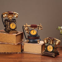 Retro Telephone Model Clock Ornament for Study, Cafe, Restaurant Decor