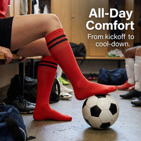 Mens Sports Socks for Football Soccer, Long Knee High Athletic Tube with Anti Spandex for Adults Size 5-11