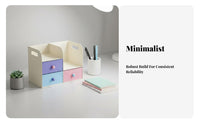 Stackable Desk Shelf with Drawer Space-Saving 2-Tier Organizer Stand