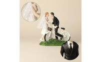 Wedding Cake Topper Resin Cake Topper with Cycle Elegant Couple Figurine for Brides, Bridal Shower