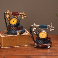 Retro Telephone Model Clock Ornament for Study, Cafe, Restaurant Decor