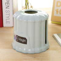 Coffee Table Tissue Box Holder for Living Room, Multi-Purpose Desk Organizer for Toilet Tissue, Round Roll Design with Lid, Modern Plastic 1 Pack