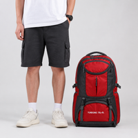 Red Large Capacity Travel Backpack Hiking Camping Bag Unisex for Extended Trips