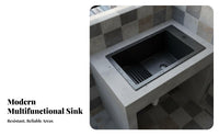 Anti-Smudge-Resistant Coating Laundry Sink with Washboard Single-Piece Molding Integrated Washboard Sink Easy to Clean Stainless Steel Utility Basin Wear-Resistant for Homeowners, Families, DIY Enthusiasts, Balcony, Outdoor, Basement, Kitchen