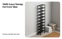 Space Saving Multi-Layer Shoe Rack Japanese Design Multi-Tier Shoe Shelf Easy Assembly Modular Design for Apartment Dwellers, Homeowners, Small Areas, Living Room, Entryway, Hallway