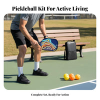 2 Pieces Lightweight Fiberglass Pickleball Paddle Large Sweet Area Pickleball Racket Set Non-Slip Grip for Beginners, Professionals