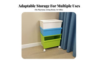 Large Capacity Plastic Storage Bins with Wheels Double Opening Plastic Bin with Wheels Easy Assembly Rolling Toy Chest for Families, Students, Playroom, Bedroom, Living Room, Closet