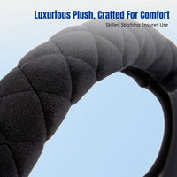 Winter Plush Steering Wheel Cover, Universal Fit, Anti-Slip, Warm, Sporty Design for Car