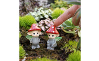 2 Pieces Miniature Cute Fungus Fairy Figurine Decorative Fungus Fairy Statue Hand-Painted Long-Lasting for Bonsai