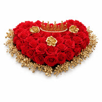 Ribbon Streamers Wedding Car Flower Bouquet Gold Accent Wedding Car Decoration Bow Style Heart Floral Arrangement for Celebration