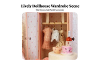 Miniature Paper Wardrobe Vintage Design BJD Doll Armoire 1/12 Scale Doll Closet Realistic Design Miniature Wardrobe Handmade