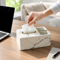 Leather Tissue Box, Modern Decorative Rectangular, Remote Control Storage for Living Room, Office