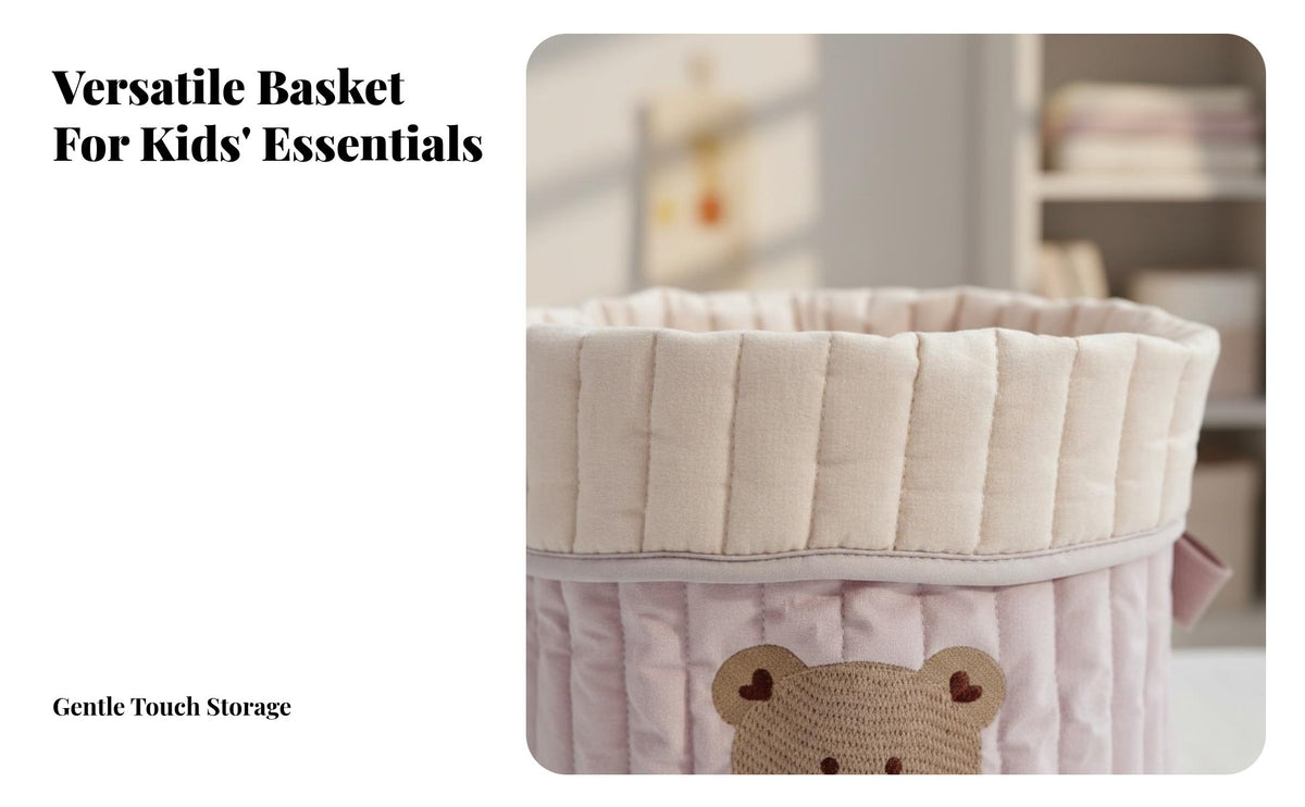 Kids Storage Basket Korean Design Soft Diaper Holder Kids Toy Storage Bin Versatile Foldable Nursery Bin Child-Safe Material