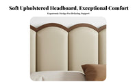 Durable Wood Construction Upholstered foundation Bed mid-century modernera Modern Design Upholstered Bed Frame Padded Headboard Bedroom Furniture Retro design for partners, Homeowners, Families with Children, Guest Room, studio apartment, Apartment