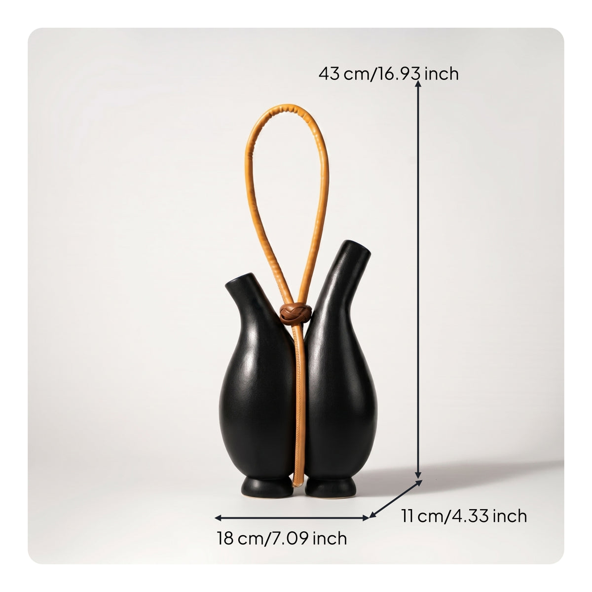Rounded Base Sculptural Handled Vase Ornament Twin-Vessel Vase