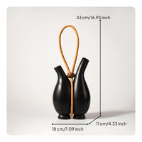 Rounded Base Sculptural Handled Vase Ornament Twin-Vessel Vase