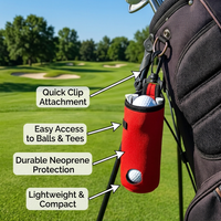 Golf Ball Holder Pouch, Neoprene Waterproof Golf Ball Storage Bag with Carabiner Clip, Portable Golf Ball Carrier for Golfers