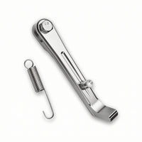 Aluminum Alloy Motorcycle Side Stand with Spring CNC-Machined Motorcycle Kickstand Spring Short Silver for Motorcyclists, Riders, Custom Builds