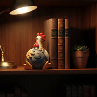 Chicken Figurines Rustic Style Male Chicken and Hen Statues Hand-Painted Look Animal Figurine for Living Room