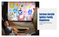 Upgraded Car Window Curtain, Cartoon Design, Summer Heat Insulation, Hanging Install