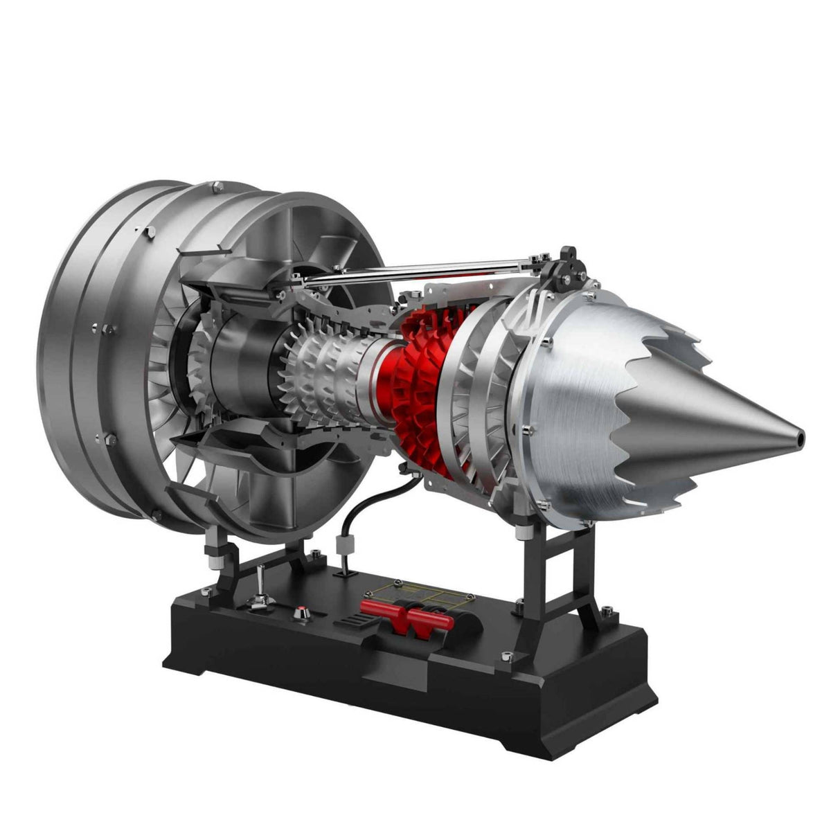doubleSpool Turbofan Model Silver and Black Metal Turbofan Model Detailed