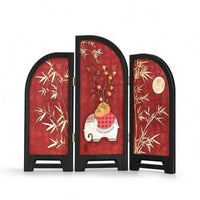Tabletop Desktop Screen with Arched Panels Foldable Three-Panel Folding Screen Compact for Cabinet