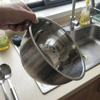 Rice Washing Sieve and Stainless Steel Sieve Draining Basin, Thickened Rice Strainer with Side Holes and Pour Spout for Washing Vegetables