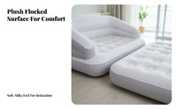 Quick Inflation and Deflation Double transformable Air Bed Indoor & Outdoor Use Flocked Air Lounger long-lasting Inflatable Sofa Ergonomic Design for Travelers, Campers, Families, Travel, Guest Room, spineyard