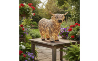 Scottish Cattle Statue with Outdoor Cow Sculpture Garden Decor for Tabletop