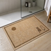Japanese Style Cartoon Diatomaceous Earth Bath Mat Non-Slip Absorbent Quick Dry Floor Mat for Bathroom Kitchen Entryway